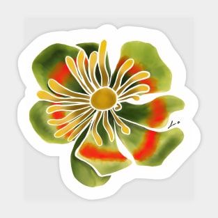 Green Fantasy Flower Sticker